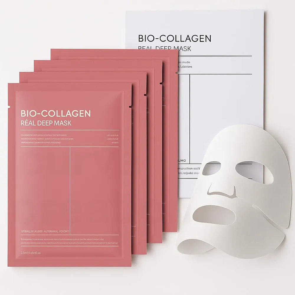 Pack of 4 Bio-Collagen Real Deep Face Mask – Hydrating & Firming Sheet Mask